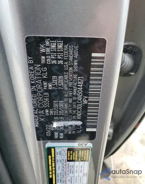 2022 Kia Ev6 Wind Wind z USA, uszkodzony, nr VIN KNDC3DLC4N5044871